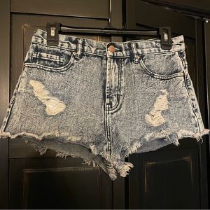 High rise denim short
